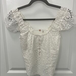 Free People Ivory Eyelet Top